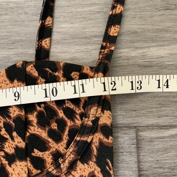 PRETTYLITTLETHING Leopard Print Strappy Cup Detail Midi Dress Sz 2 - Picture 8 of 11